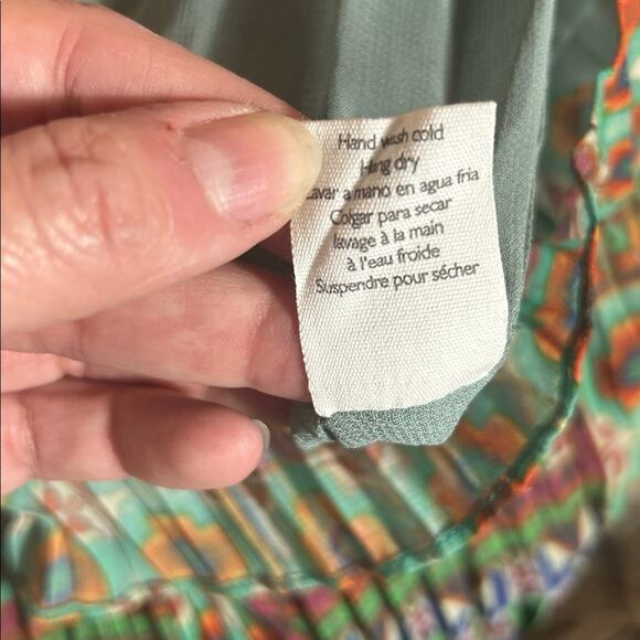 EUC Carolina K x Anthropologie green patterned pleated dress - Picture 14 of 15